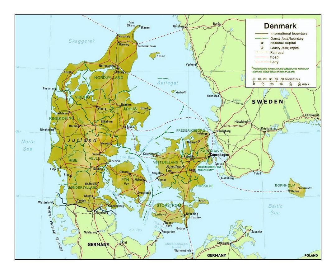 מפה של דנמרק kommune