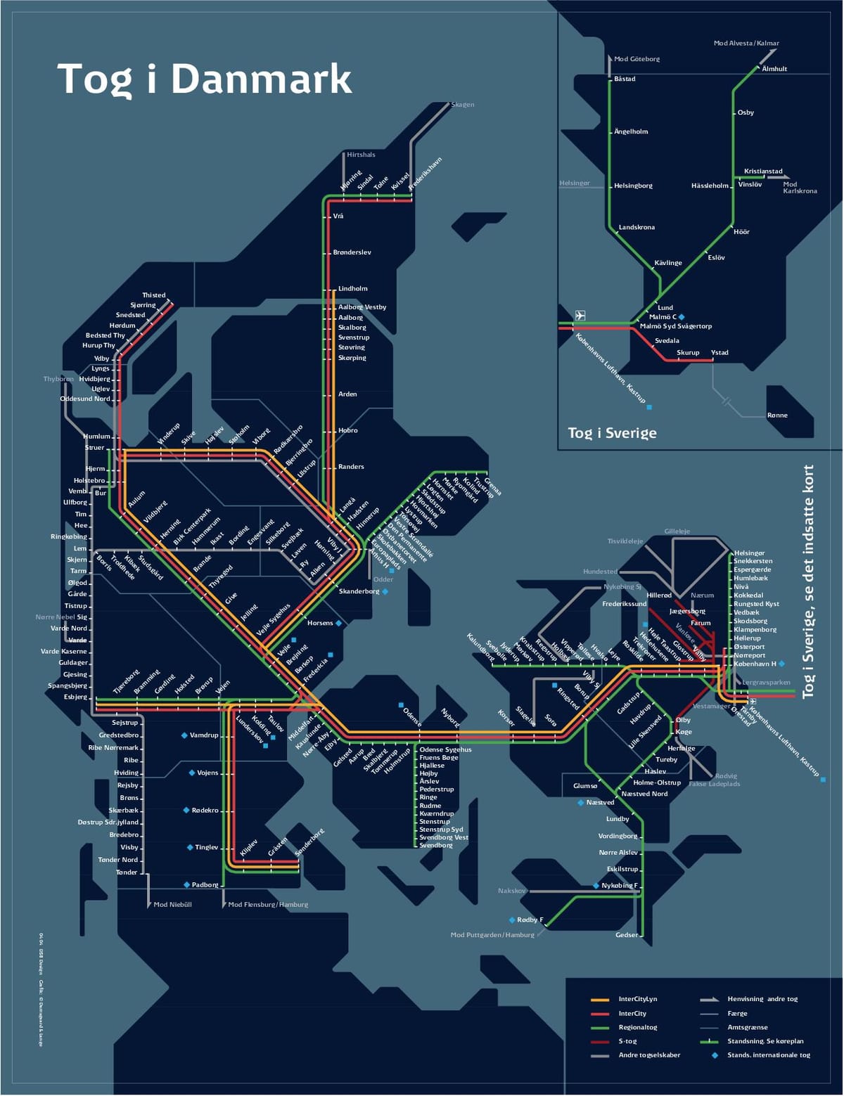 המפה של רכבת קופנהגן, דנמרק